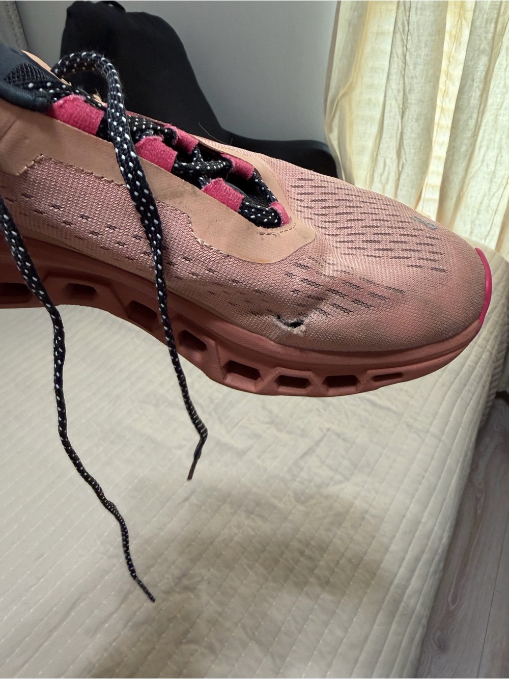 On Running Women's Athletic Shoes Coral Pink with Black Accents